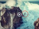 Slackliner andou por cima das ondas gigantes da Nazaré sob um cabo de aço